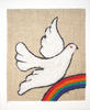 Lanigrafía de paloma sobre arcoíris