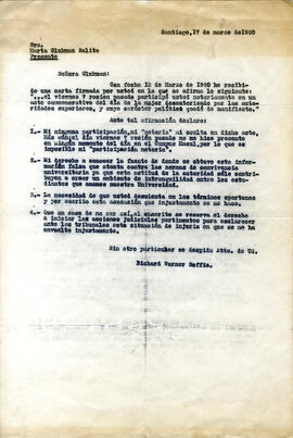 Señora Glukman: con fecha 12 de marzo de 1980 he recibido una carta...