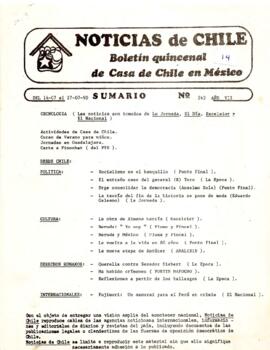 Noticias de Chile. N°242. Año VII. Del 14 al 27 de julio de 1990.