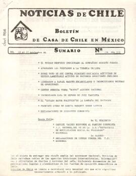 Noticias de Chile. N°116. Año III. Del 22 al 27 de noviembre de 1986.