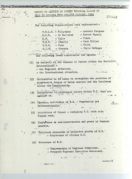 Informe sobre una reunión secreta dela Sección regional de la Internacional Socialista, efectuado en managua del 6 al 7 de enero de 1983 (8)
