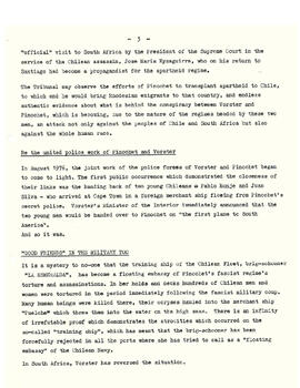 Material for a 20 to 25 minute intervention before the tribunal investigating the crimes of the fascist military junta in Chile. (4)