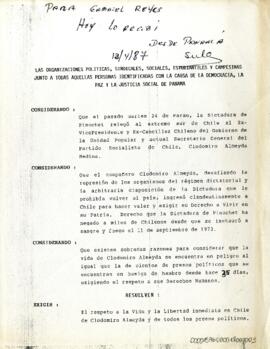 Las organizaciones políticas, sindicales, sociales, estudiantiles y campesinas junto a todas aquellas personas identificadas con la causa de la democracia, la paz y la justicia social de Panamá