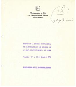 Reunión de la Comisión Internacional de Investigación de los Crímenes de la Junta Militar Fascista de Chile.