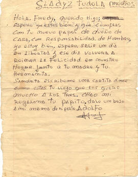 Hola Fredy, querido hijo: espero que estés bien y que cumplas con tu nuevo papel de dueño de casa... (1)