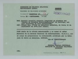 [Memorandum Reservado N° 126 - Ministerio de Relaciones Exteriores - Dirección de Política Bilateral - Departamento Europa]
