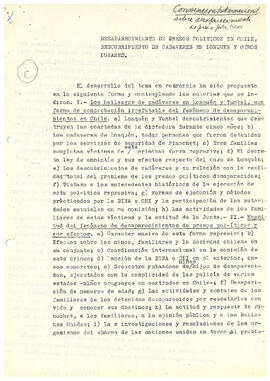 Desaparecimiento de presos políticos en Chile, descubrimiento de cadáveres en Lonquén y otros lugares. (1)