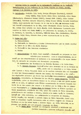 Informe sobre la reunión de la Subcomisión Jurídica de la Comisión Investigadora de los Crímenes de la Junta Militar en Chile. Berlín. (1)