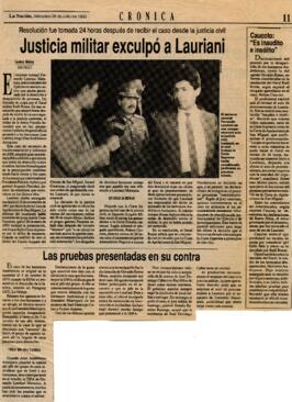 Justicia militar exculpa a Lauriani