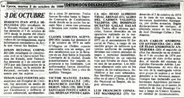 Detenidos Desaparecidos. 3 de octubre