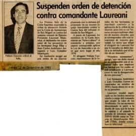 Suspenden orden de detención contra comandante Laureani