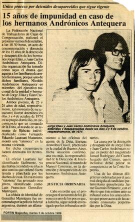 15 años de impunidad en caso de los hermanos Andrónicos Antequera